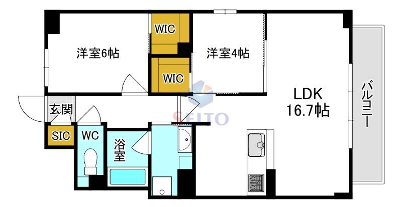 グラン セレニオ 江坂(1LDK/5階)の間取り写真