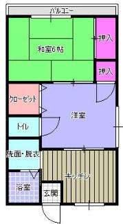 メトレス福田III(2K/3階)の間取り写真