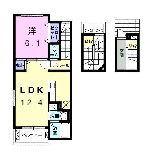 ぺーラ・ビルゴ(1LDK/3階)の間取り写真