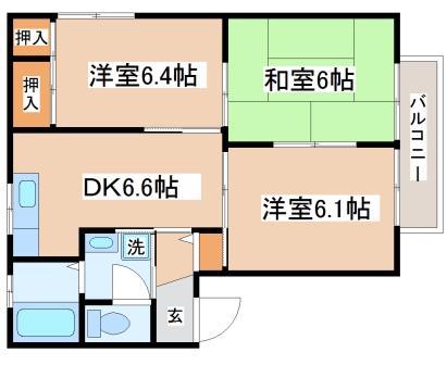 スカイヴィレッジ(3DK/1階)の間取り写真
