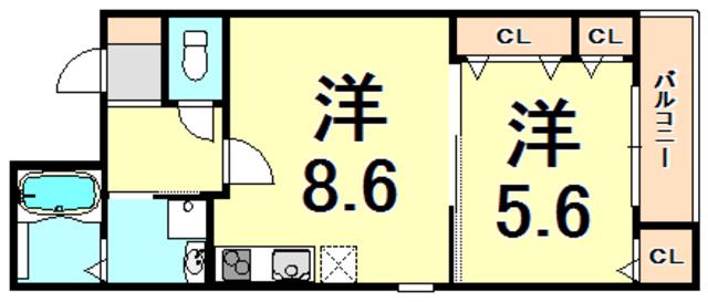 フジパレス南塚口6番館(1LDK/3階)の間取り写真