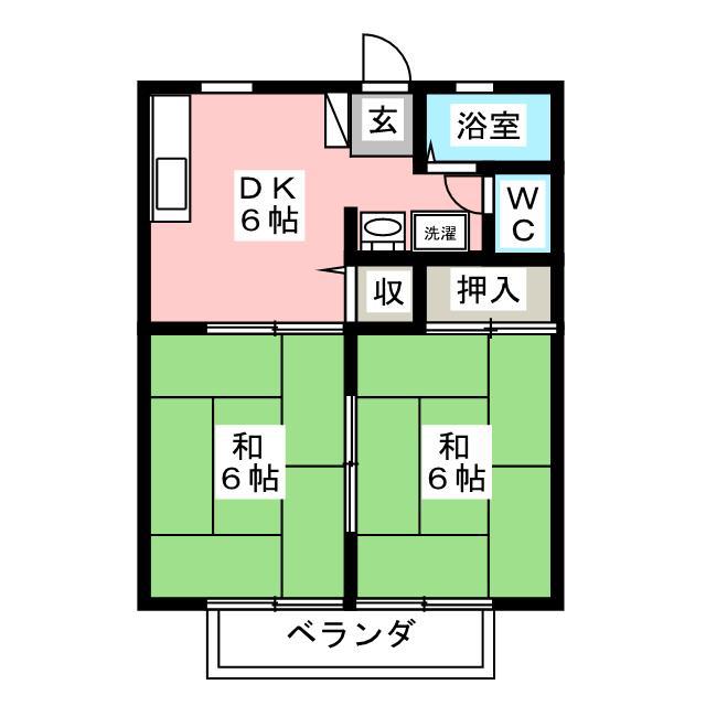 ガーデンハイツ今渡 A(2DK/2階)の間取り写真