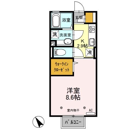 カーサ ルデルソ(1K/2階)の間取り写真