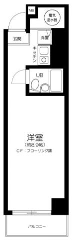 プレジデントハイツ五反田(1K/3階)の間取り写真
