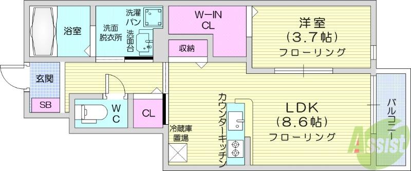 フォレストヒル国見(1LDK/1階)の間取り写真