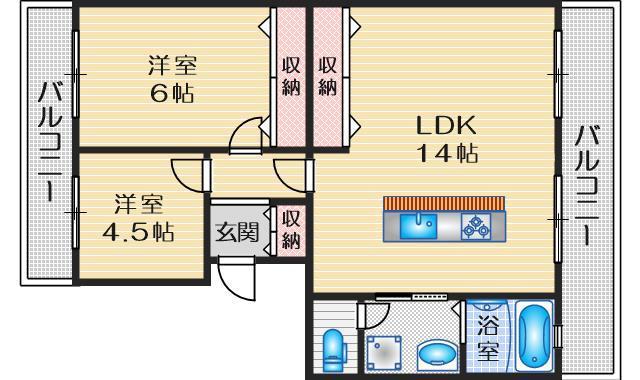 隆豊ハイツ(2LDK/3階)の間取り写真