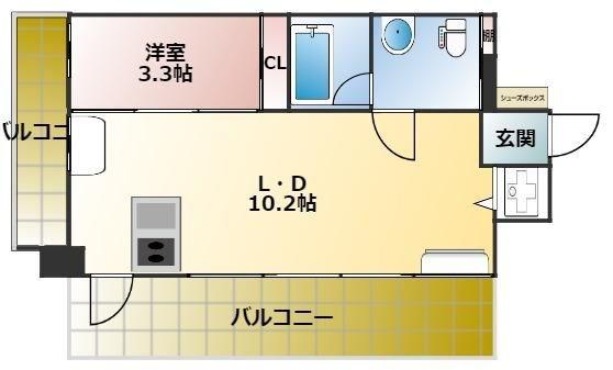 西新テングッドシティサボイ(1LDK/12階)の間取り写真