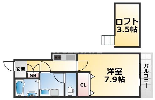 シェリル板宿(1K/2階)の間取り写真
