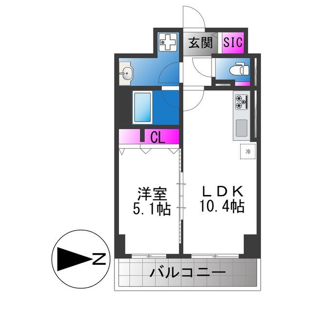 オリーブスクエア(1LDK/6階)の間取り写真