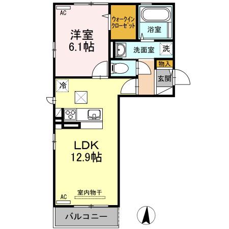 ヴィル ナチュール(1LDK/1階)の間取り写真