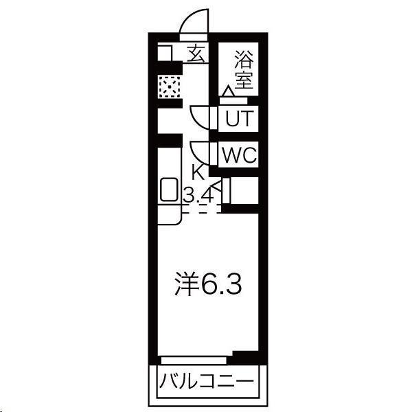 アヴニール(ワンルーム/1階)の間取り写真