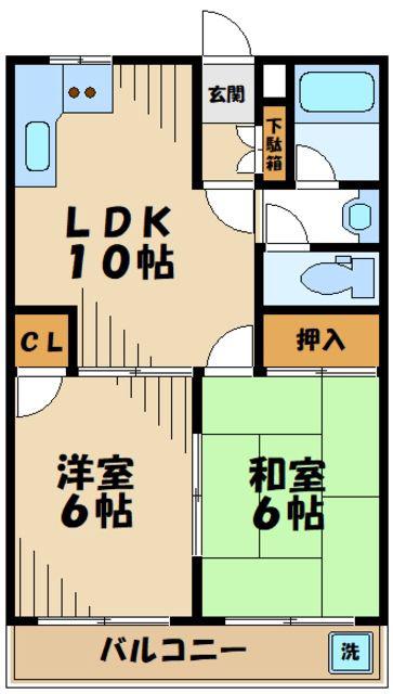 ファミールS&S(2LDK/1階)の間取り写真