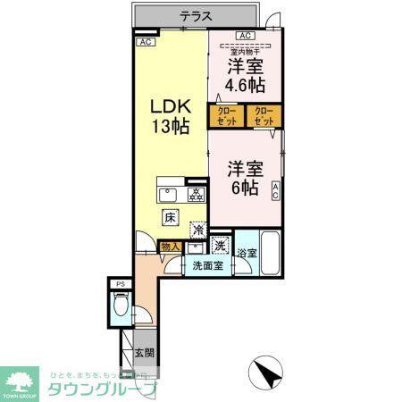 セレスティア新宿(2LDK/2階)の間取り写真