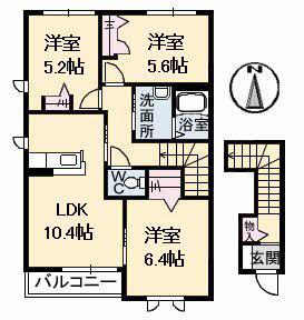 オレンジコート・フジ B棟(3LDK/2階)の間取り写真