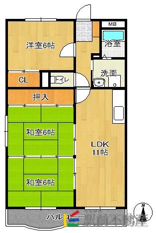アメニティ和白東(3LDK/2階)の間取り写真