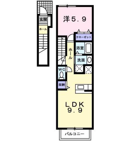ラトゥールボワIV(1LDK/2階)の間取り写真