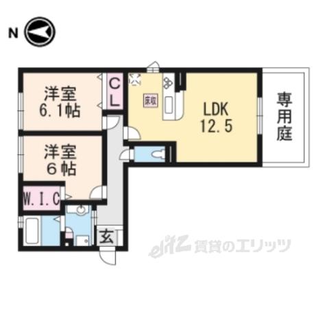 メゾンシャトー神照(2LDK/1階)の間取り写真