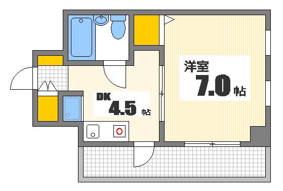 カルチェ大手町(1DK/5階)の間取り写真
