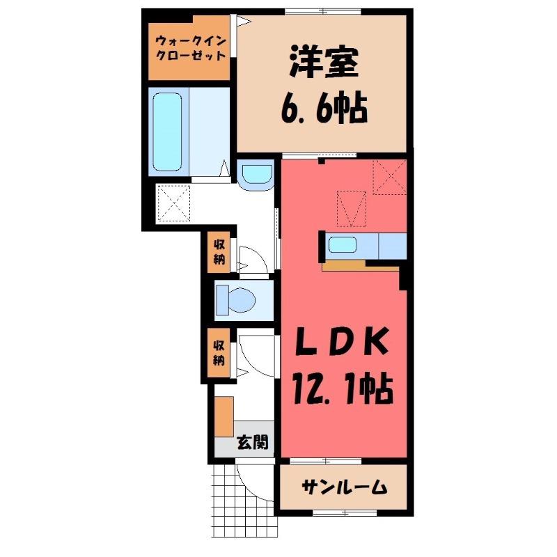 リュミエール B(1LDK/1階)の間取り写真