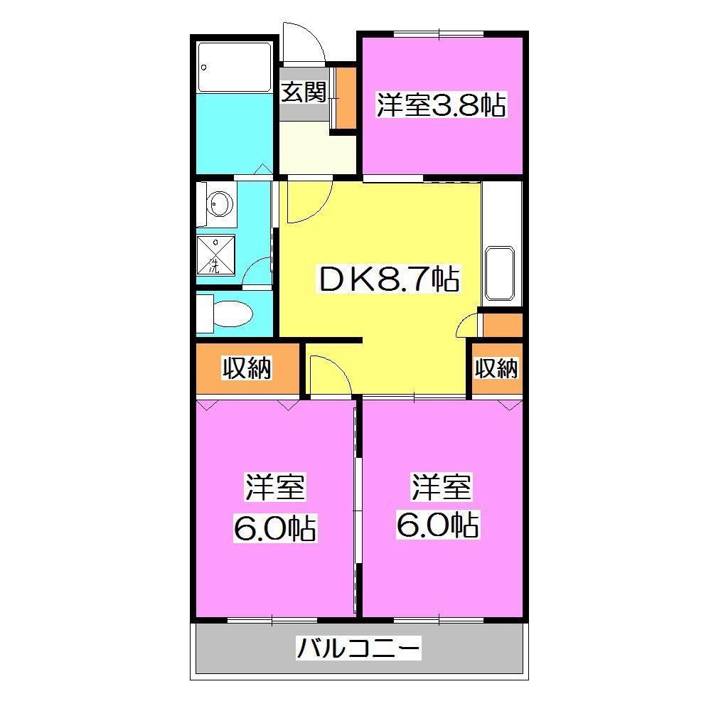 AIFORTみずほ台(3DK/2階)の間取り写真