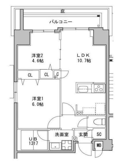 S-RESIDENCE押上CLAIR(2LDK/8階)の間取り写真