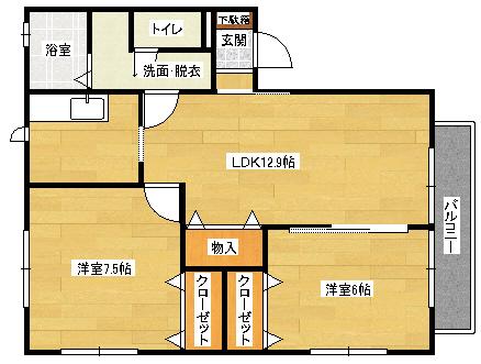 レトアSIN(2LDK/2階)の間取り写真