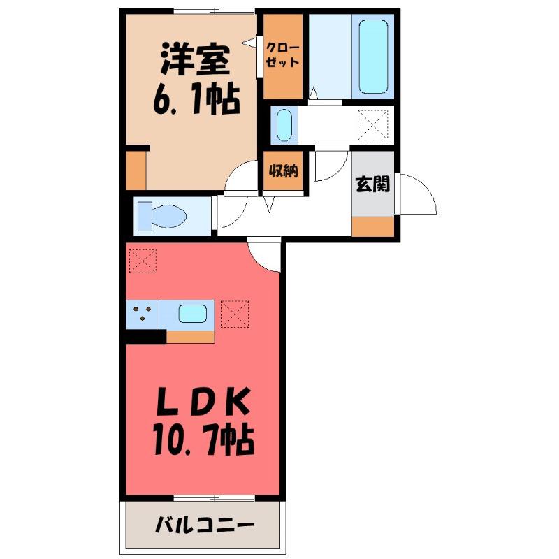 スリーライン高崎(1LDK/2階)の間取り写真