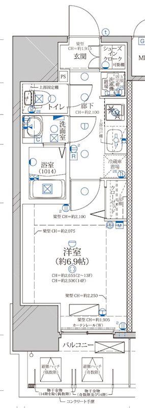 ディアレイシャス浅間町III(1K/7階)の間取り写真
