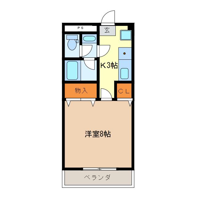 AZURE COURTE I(1K/4階)の間取り写真