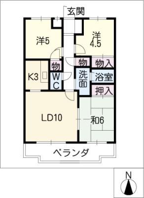 プラバフォー城西(3LDK/2階)の間取り写真