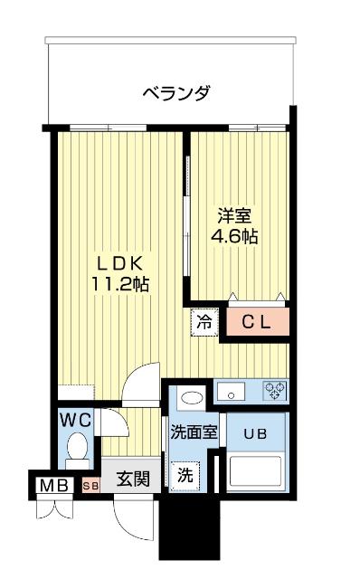 SGB浜町(1LDK/7階)の間取り写真