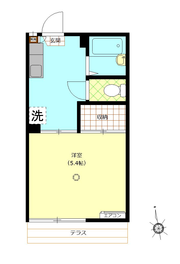 SHMボナールわらび(1K/1階)の間取り写真
