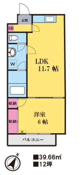 ヴィラタジュール(1LDK/1階)の間取り写真