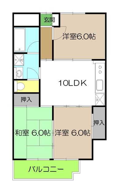山陽ハイツ(3LDK/2階)の間取り写真