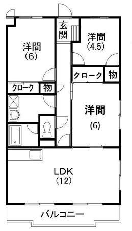 エスポワール高丘(3LDK/1階)の間取り写真