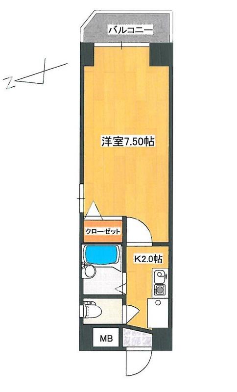 コンフォール原木(1K/2階)の間取り写真