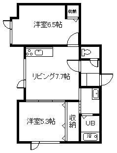 ルミエール(2DK/1階)の間取り写真