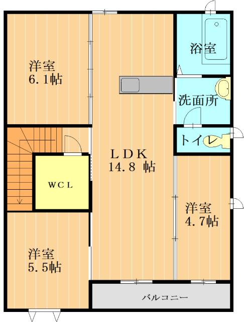 ドリームステーションA棟(3LDK/2階)の間取り写真