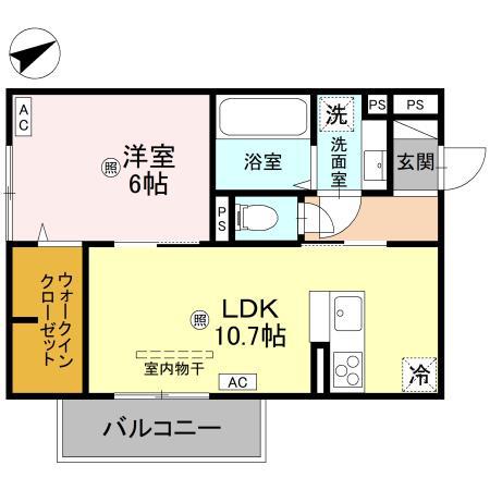 D-REGALO江守中(1LDK/2階)の間取り写真
