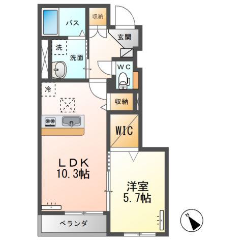 HERMANAVI(1LDK/1階)の間取り写真