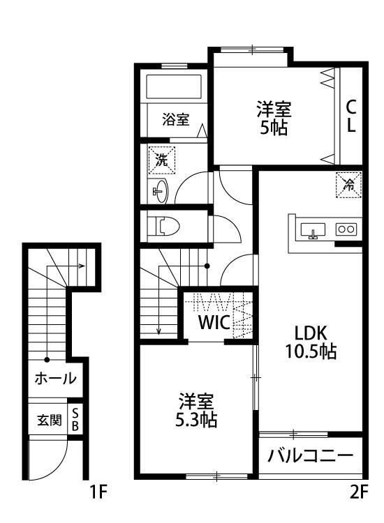 ベレーザII(2LDK/2階)の間取り写真