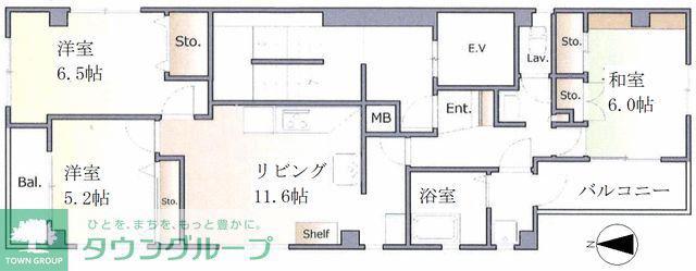 花善ビル(3LDK/4階)の間取り写真