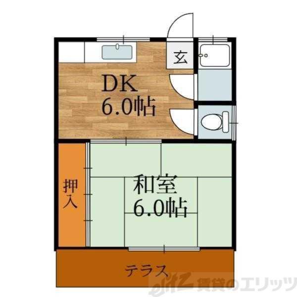 椿ハイツ(1DK/1階)の間取り写真