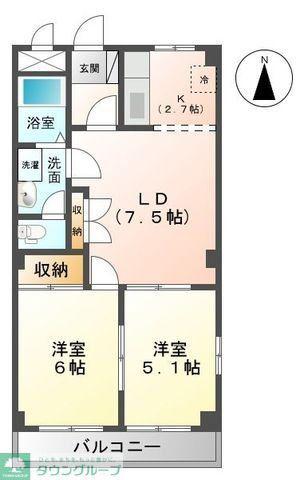 クレストール蘇我(2LDK/2階)の間取り写真