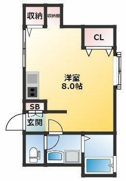 須山ハイツ(ワンルーム/2階)の間取り写真