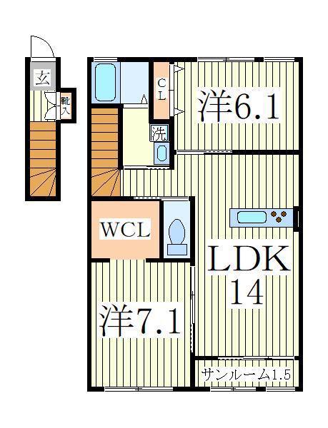 パストラル(2LDK/2階)の間取り写真