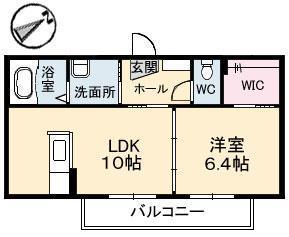 シャーメゾンYAMATO(1LDK/1階)の間取り写真