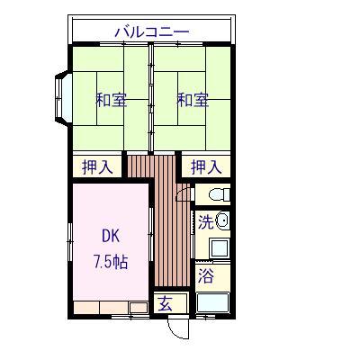 田畑ハイツ(2DK/2階)の間取り写真