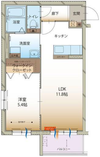 ルーナクレシェンテ(1LDK/3階)の間取り写真
