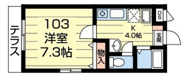 ラ・ビスタ・パークハウス戸部(1K/1階)の間取り写真
